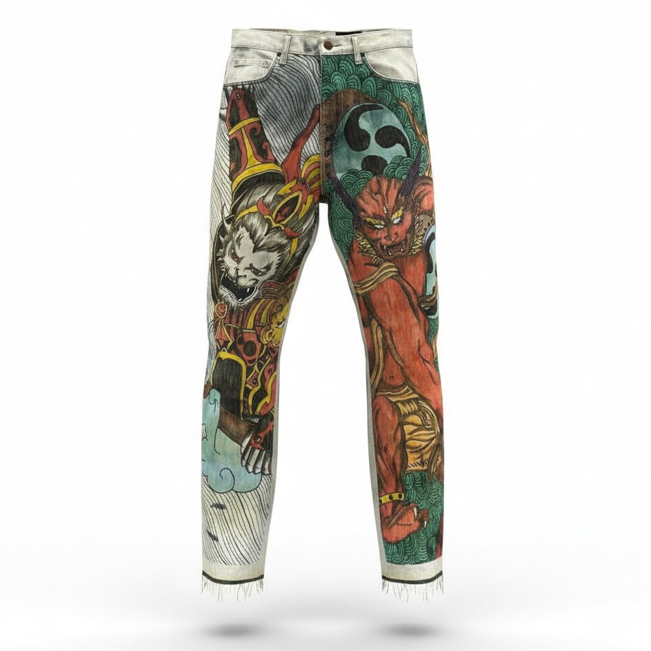 Japanese Traditional Tattoo Design Denim Jeans - Made to Order