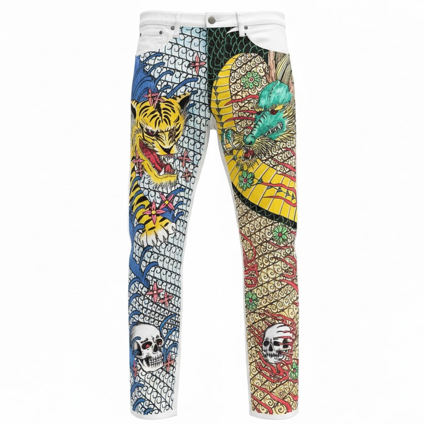 Japanese Traditional Tattoo Design Denim Jeans - Made to Order